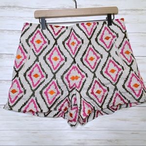 Loft Linen Shorts- Ikat Embroidered Diamond